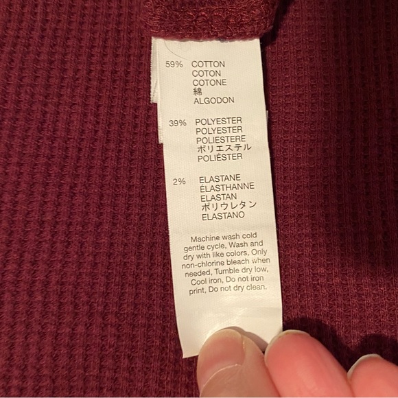 Gap Factory Thermal Gap Logo Long Sleeve T-Shirt Ruby Wine Size Small Red Maroon - Picture 7 of 9